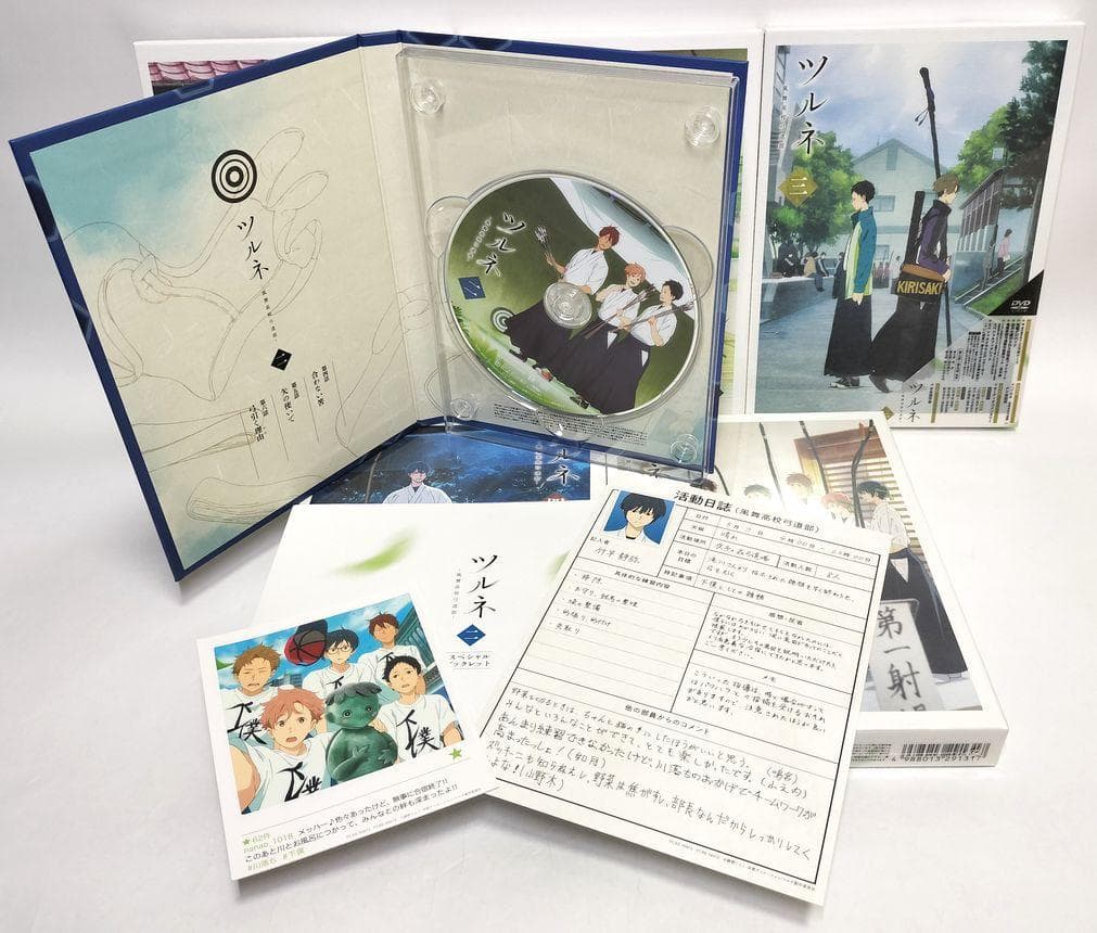 ①②巻帯なし、③④⑤巻未開封の良品♪　ツルネ -風舞高校弓道部- 5巻S　DVD