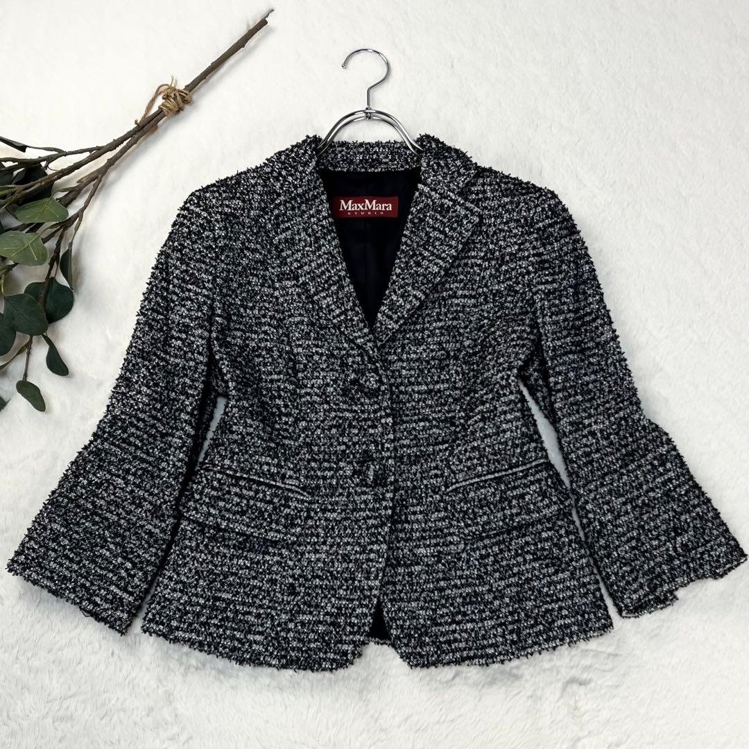 美品 マックスマーラ ツイード セットアップ スカートスーツ くるみボタン 36