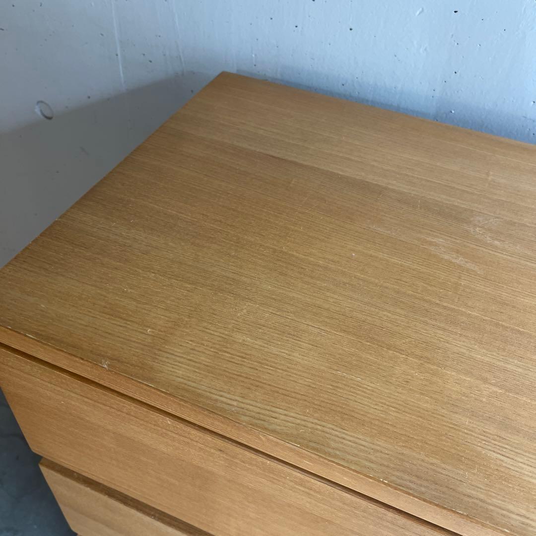 美品・廃盤希少★無印 木製チェスト・４段ワイド・タモ材 ナチュラル
