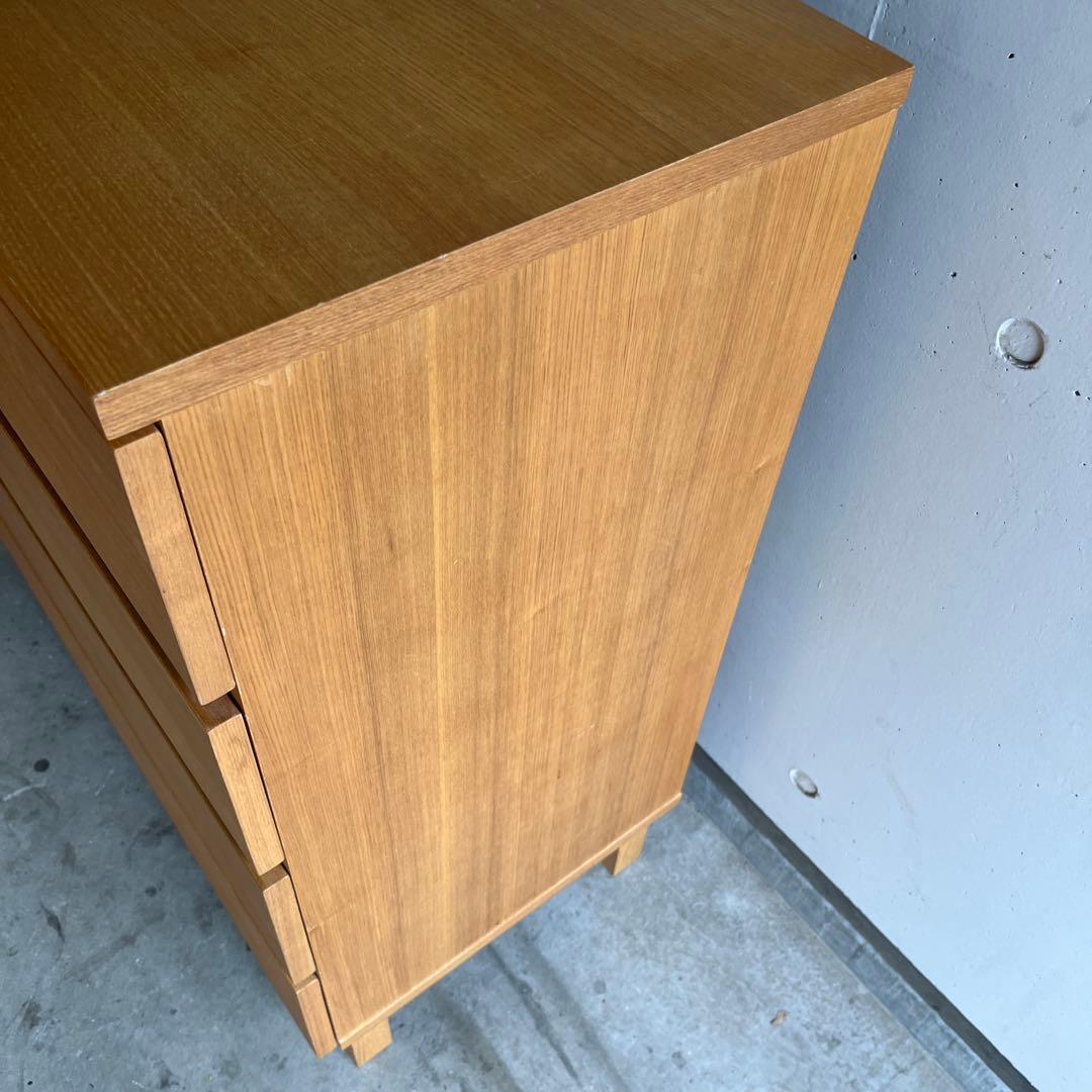 美品・廃盤希少★無印 木製チェスト・４段ワイド・タモ材 ナチュラル