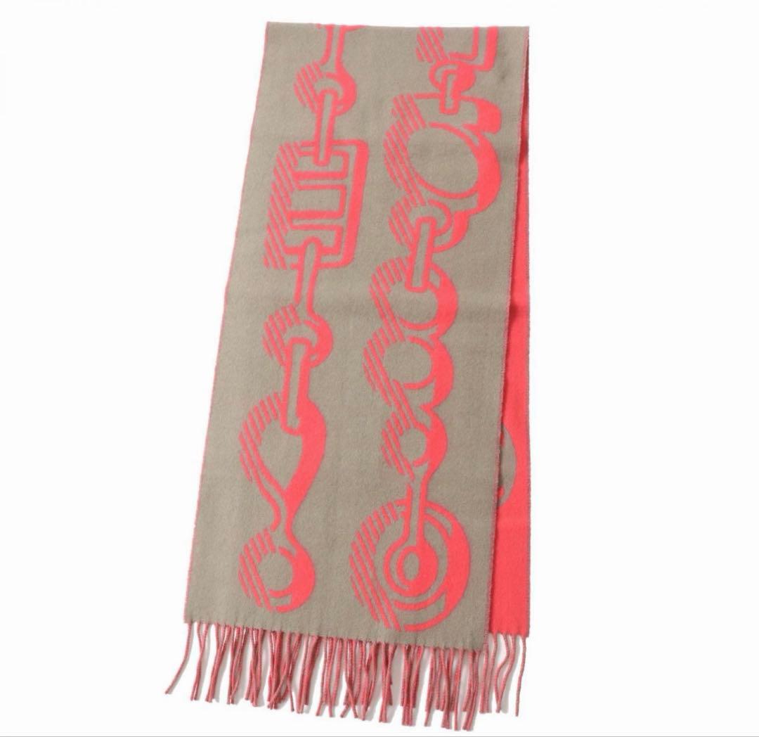 HERMESエルメス ドレバックルカシミヤ100% マフラーグレージュピンク箱付