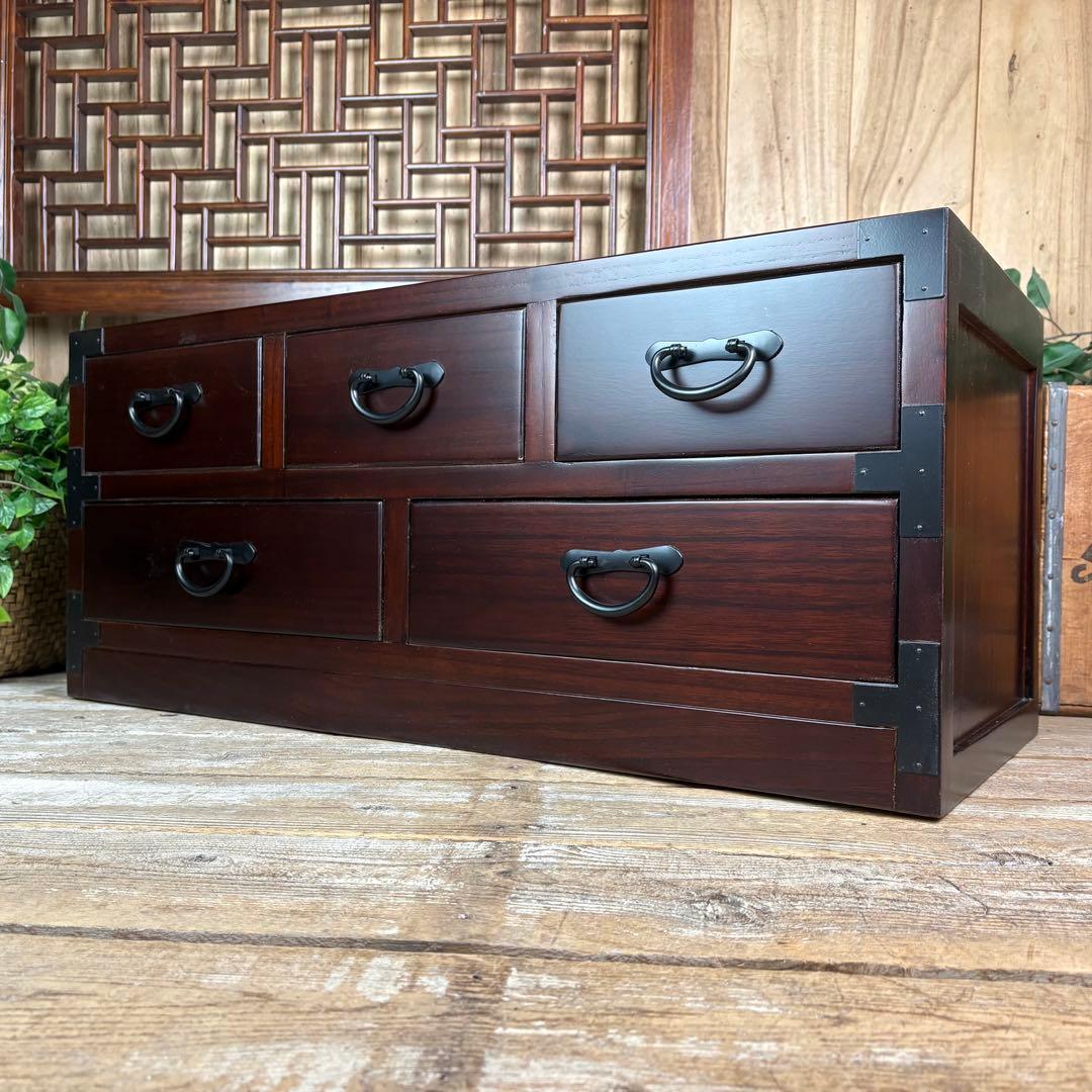 訳あり品！【88】民芸家具和引き出しタンスチェスト横長木製桐材無垢収納家具