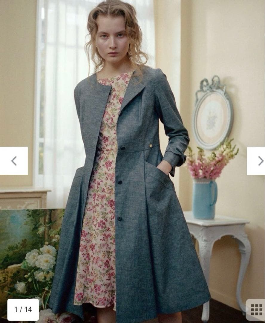 ミ*ゲ様 期間限定値下げ　美品　TOCCA　リバティコラボ　ノーカラーコート