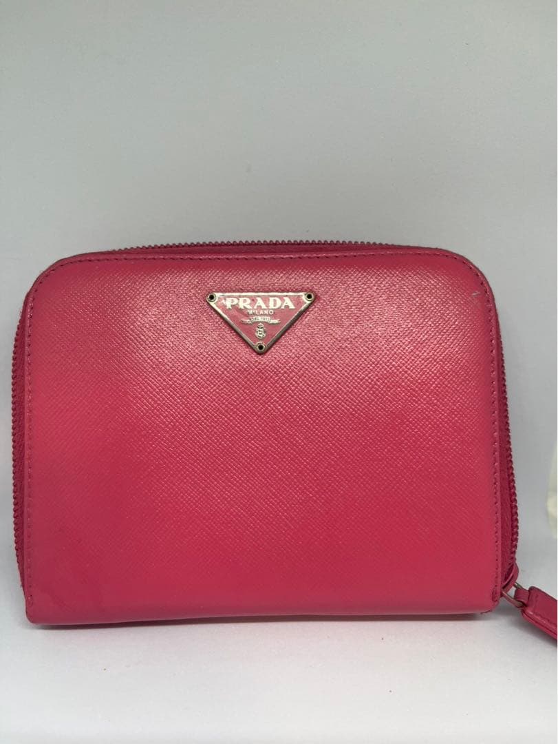 PRADA プラダ　サフィアーノ　二つ折り財布　ピンク 付属品あり