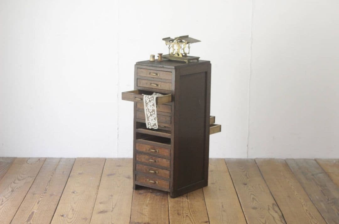 両面引き出し 抽斗 11杯 仕分け 書類 A4 小物入れ 木製 アンティーク英国