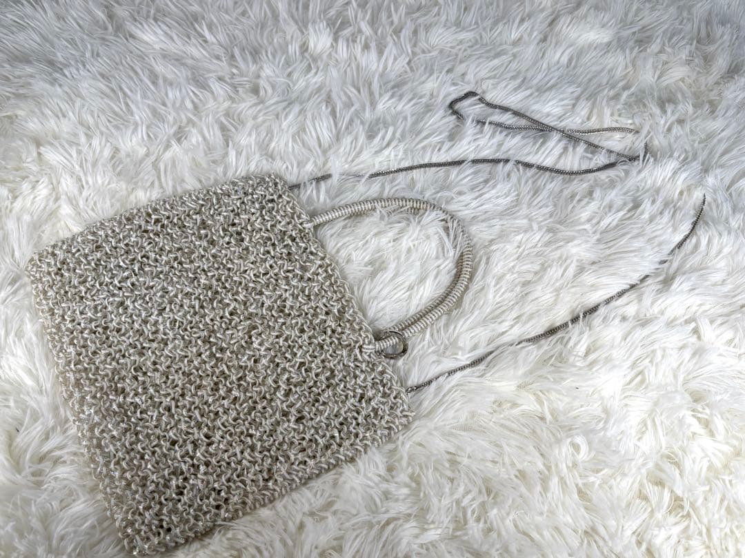 アンテプリマ マットホワイト ワイヤー トート スクエア かごバッグ　チェーン