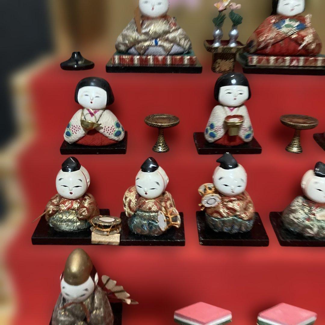 雛人形　ひろあゆたく　アンティーク木目込み豆雛　オマケ付き