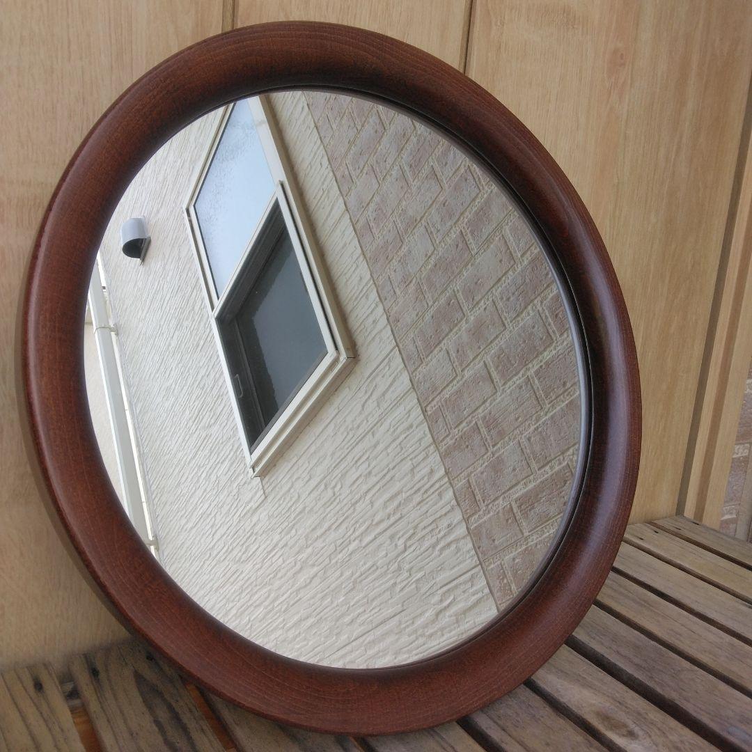 柳宗理デザイン 秋田木工 ヴィンテージ ウォールミラー 鏡 丸型 古代色 民藝
