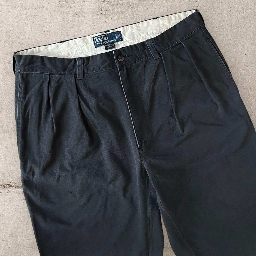 PoloRalphLaurenANDREWフェードブラックポロチノ墨黒W36古着