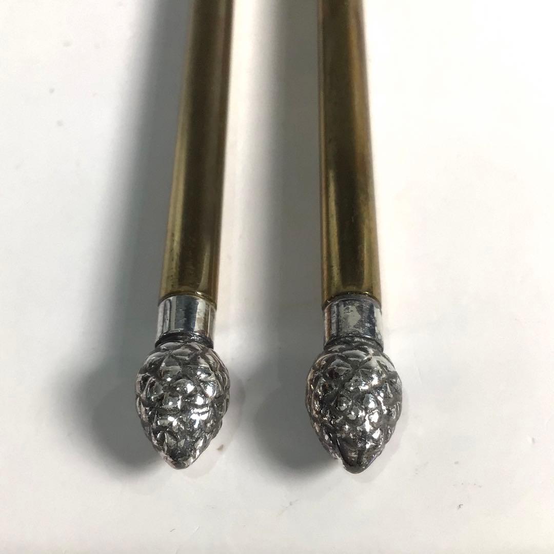 Ｎ９３７　火箸　『木村清雲』『南鐐』『松頭』『飾火箸』　共箱　茶道具