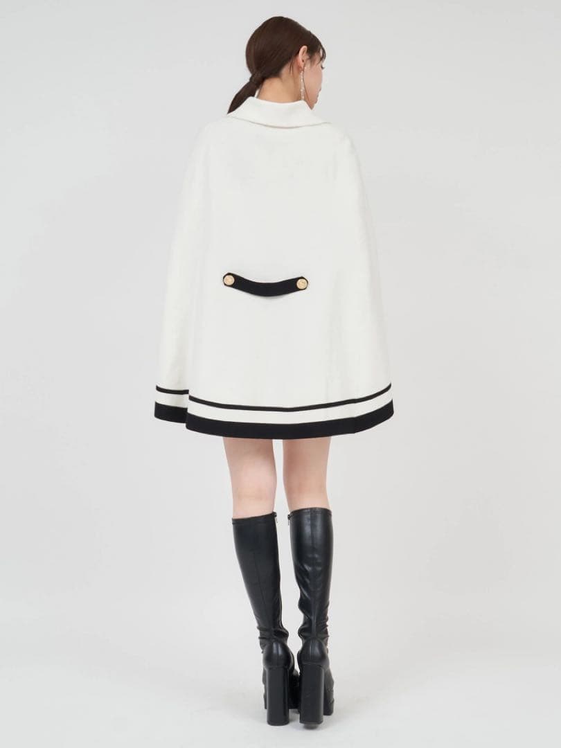 配色ニットケープジャケット