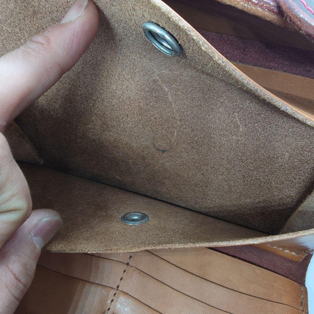 ALZUNI バイカー長財布 レッドステッチ