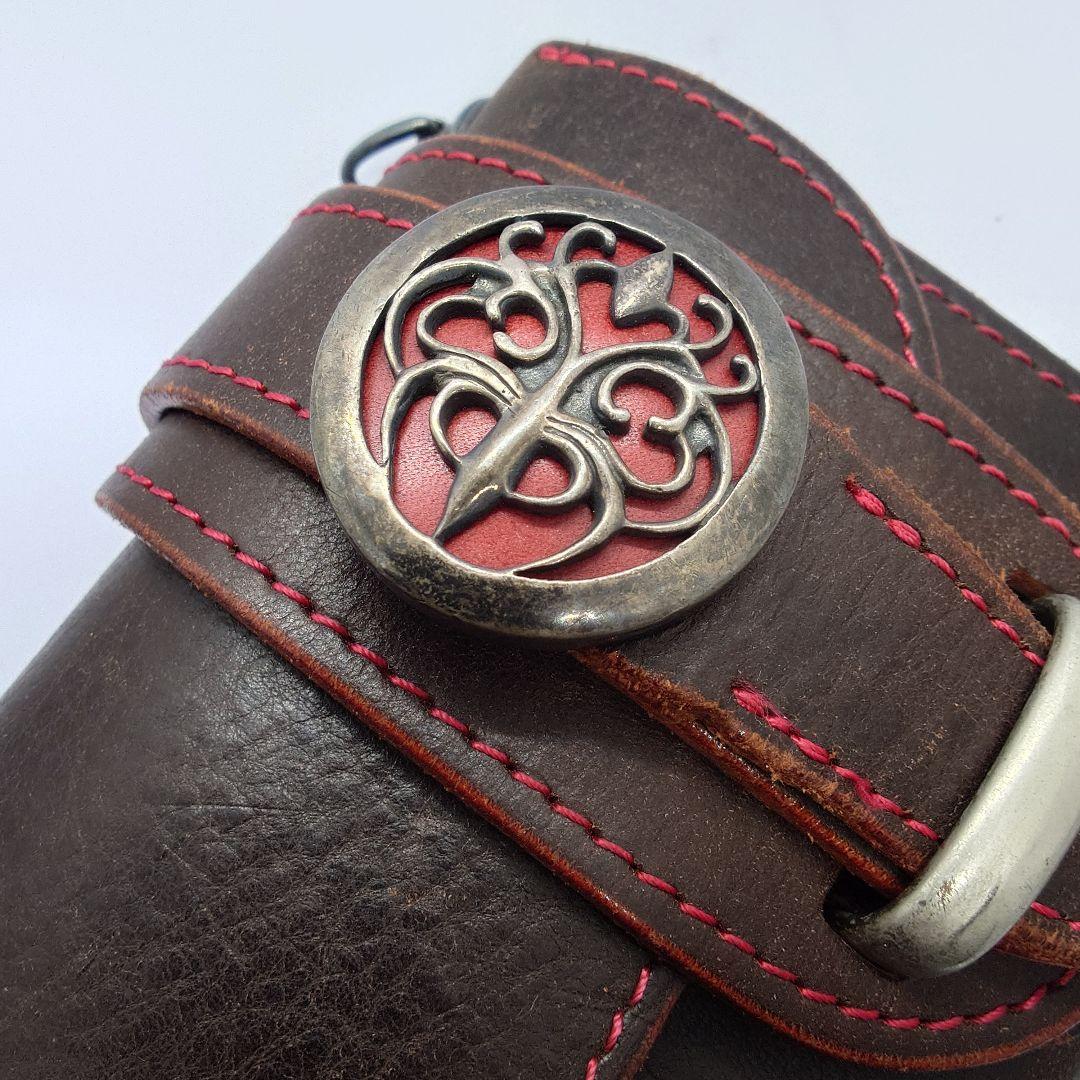 ALZUNI バイカー長財布 レッドステッチ