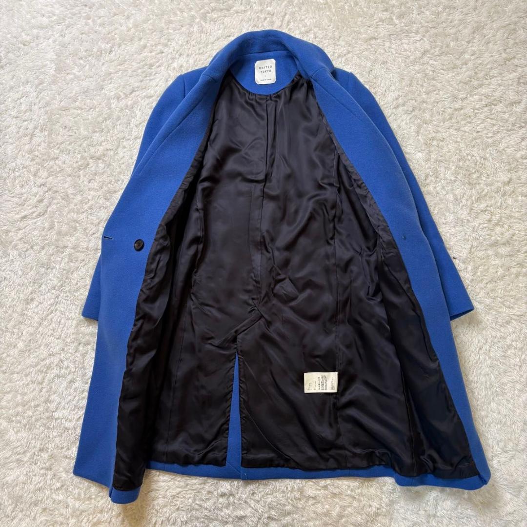 【美品】UNITED TOKYO カシミヤウールチェスターコート GIFU 青