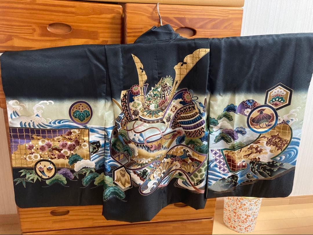 七五三 和服セット 黒地 金色模様