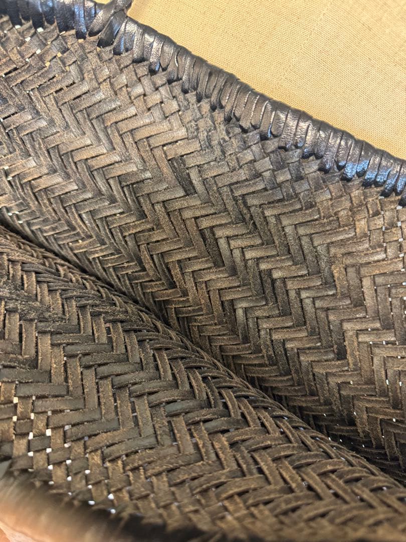 DRAGON ダークブラウン 編み込みトートバッグ