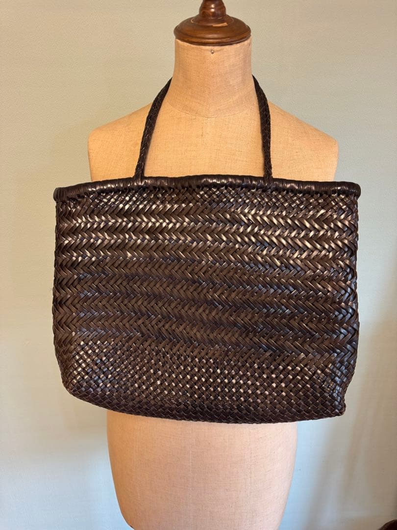 DRAGON ダークブラウン 編み込みトートバッグ