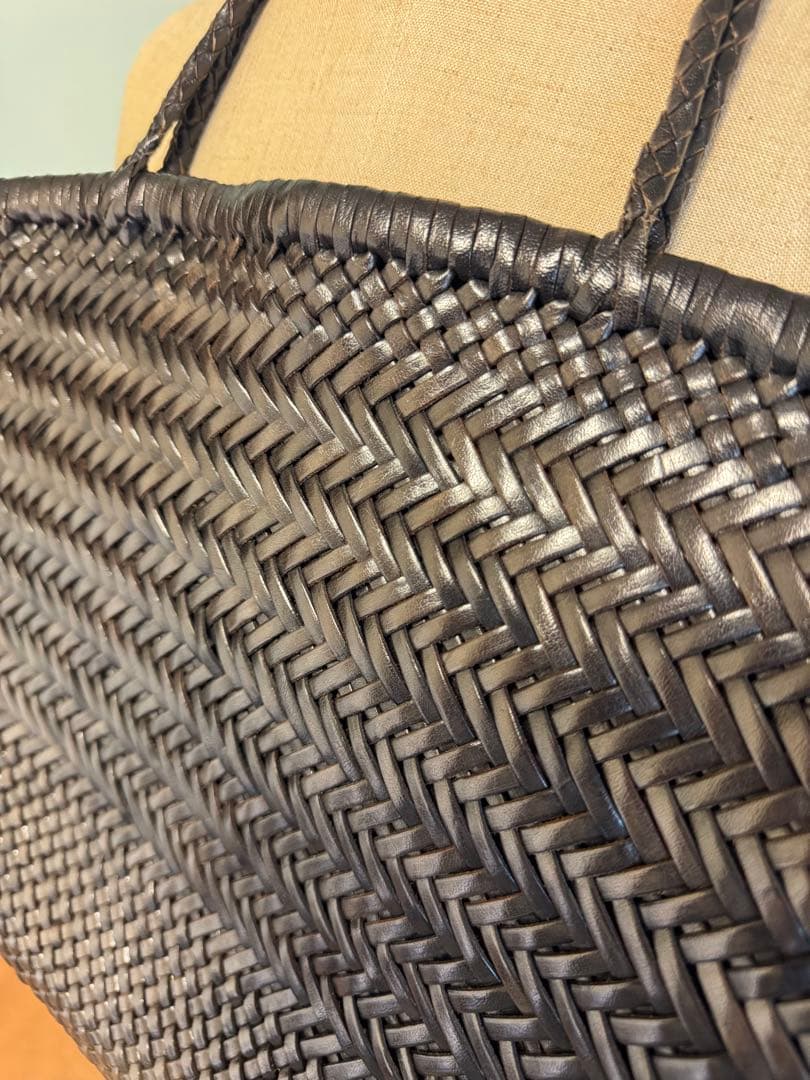 DRAGON ダークブラウン 編み込みトートバッグ