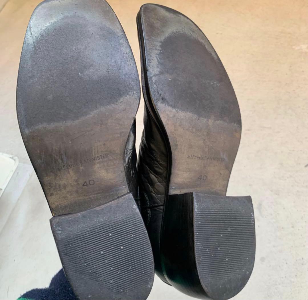 スクエアトゥブーツ　ヒールブーツ　サイドゴアブーツ　センターシーム　ブラック