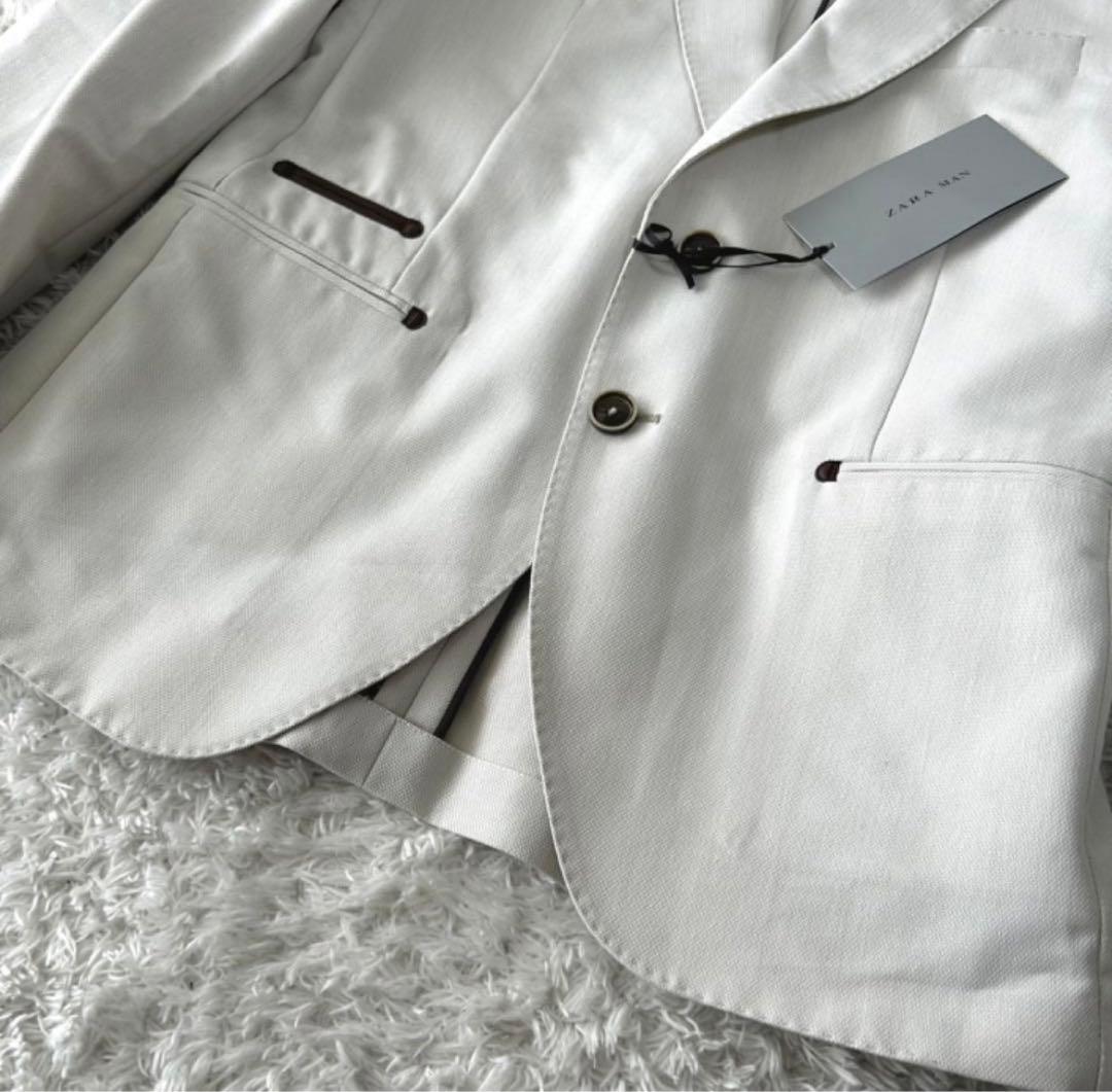 未使用タグ付◆ZARA ザラ テーラードジャケット ◆アイボリー ホワイト46