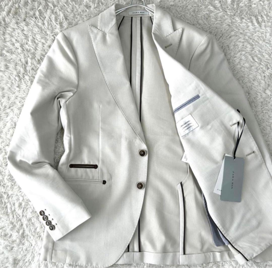 未使用タグ付◆ZARA ザラ テーラードジャケット ◆アイボリー ホワイト46