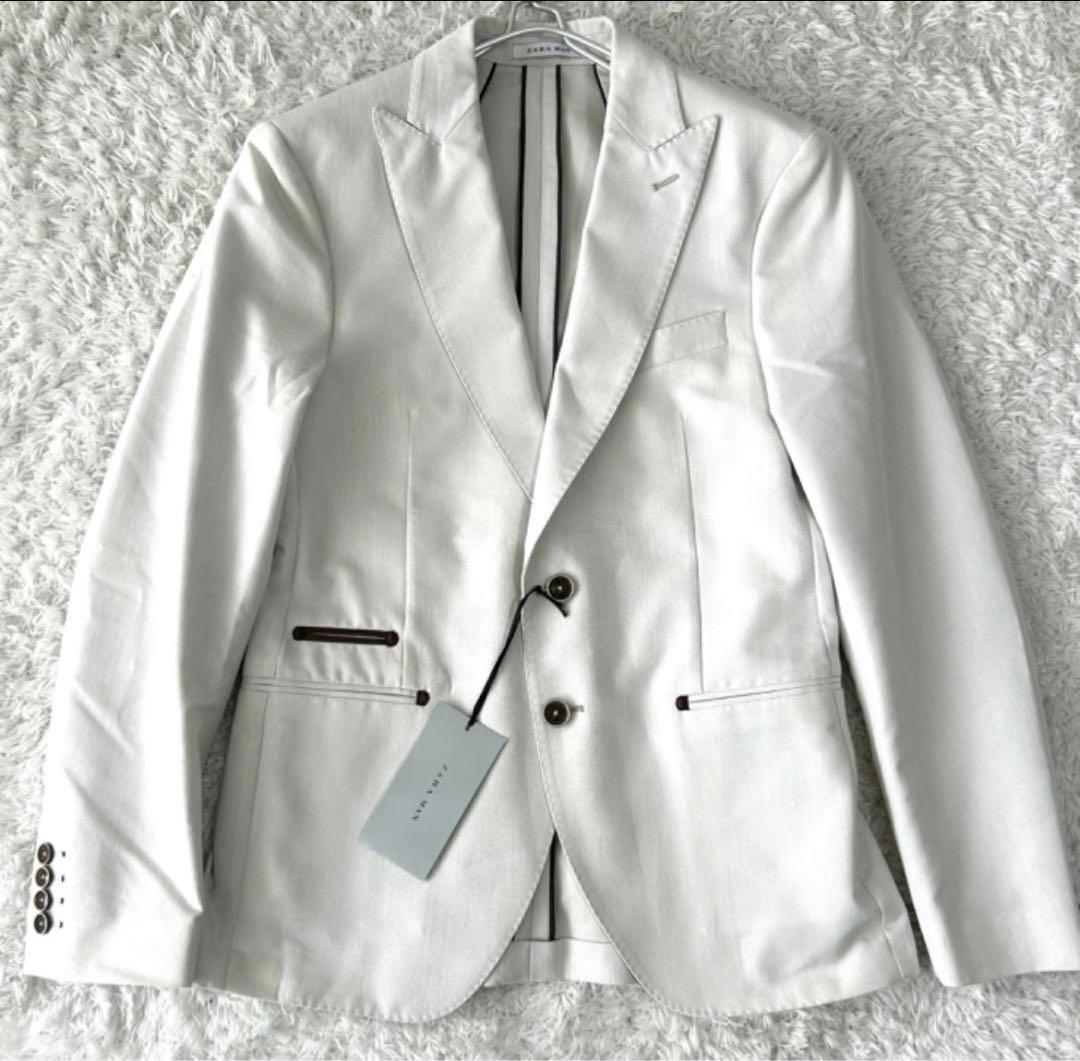 未使用タグ付◆ZARA ザラ テーラードジャケット ◆アイボリー ホワイト46