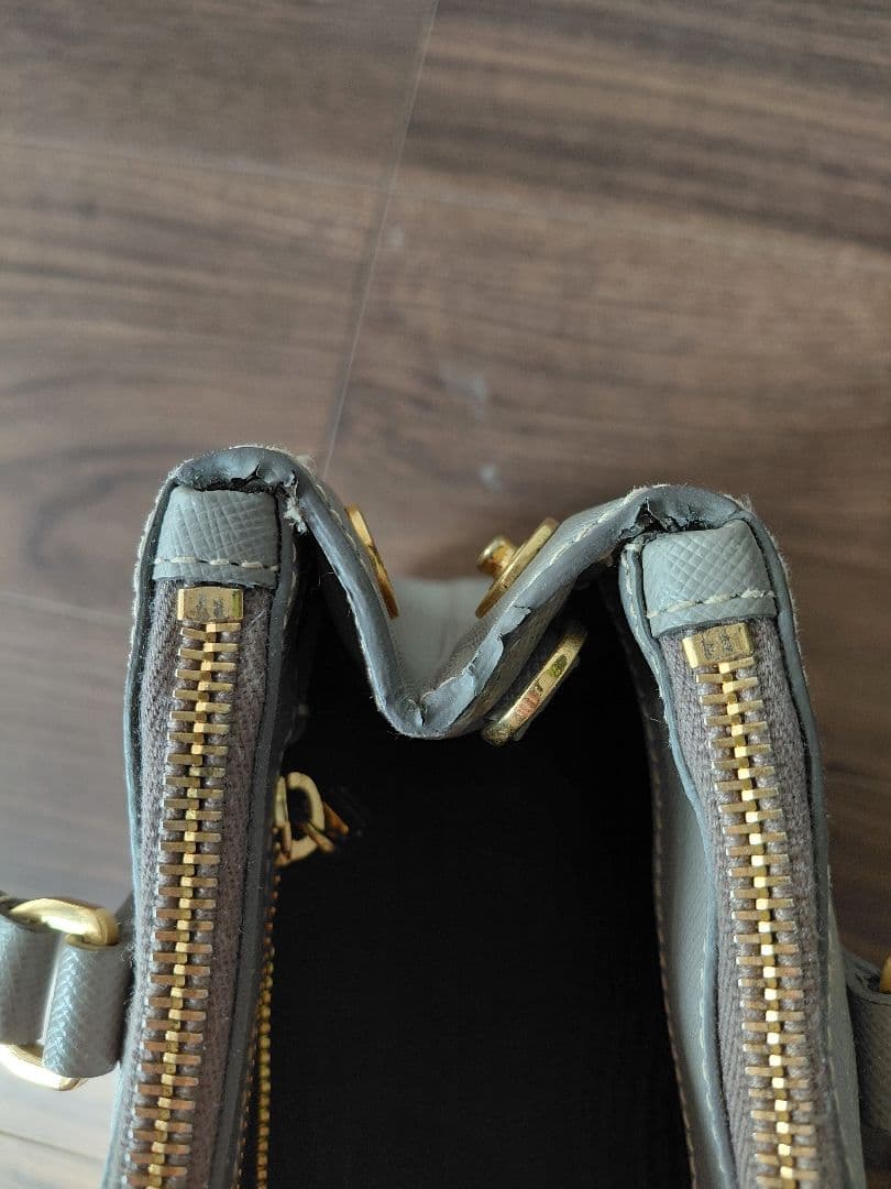 PRADA☆サフィアーノレザートート☆ミニバッグ☆ハンドバッグ☆グレー色☆