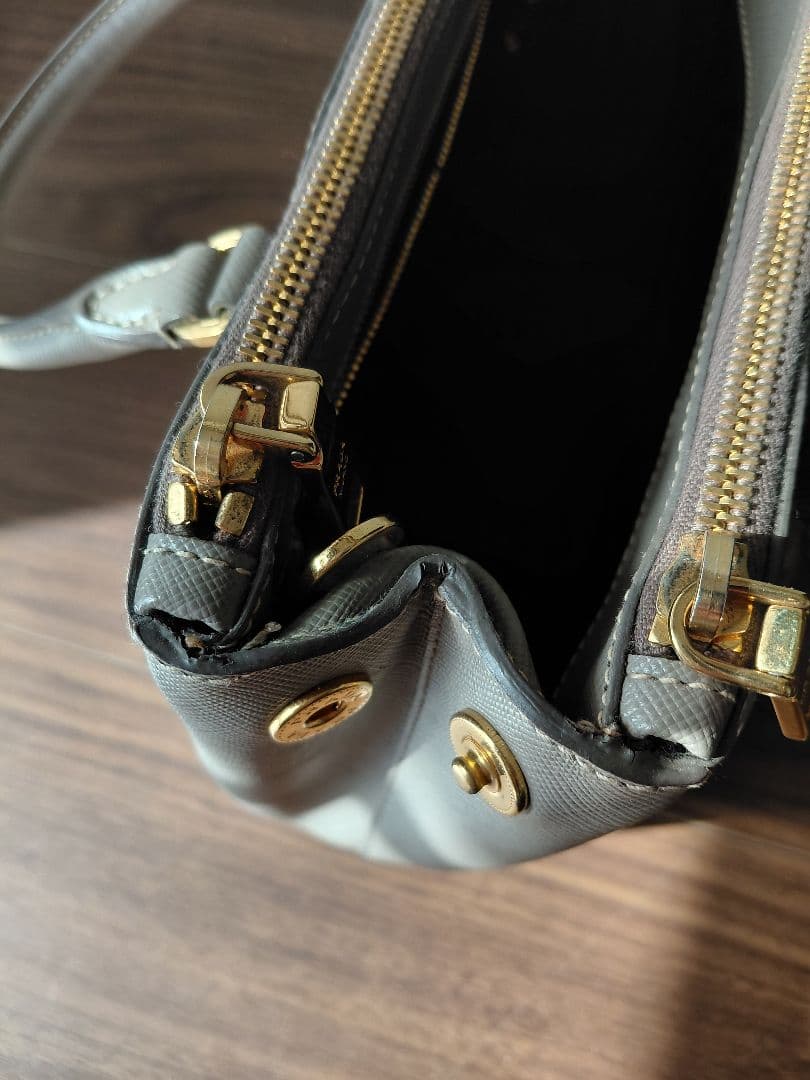 PRADA☆サフィアーノレザートート☆ミニバッグ☆ハンドバッグ☆グレー色☆