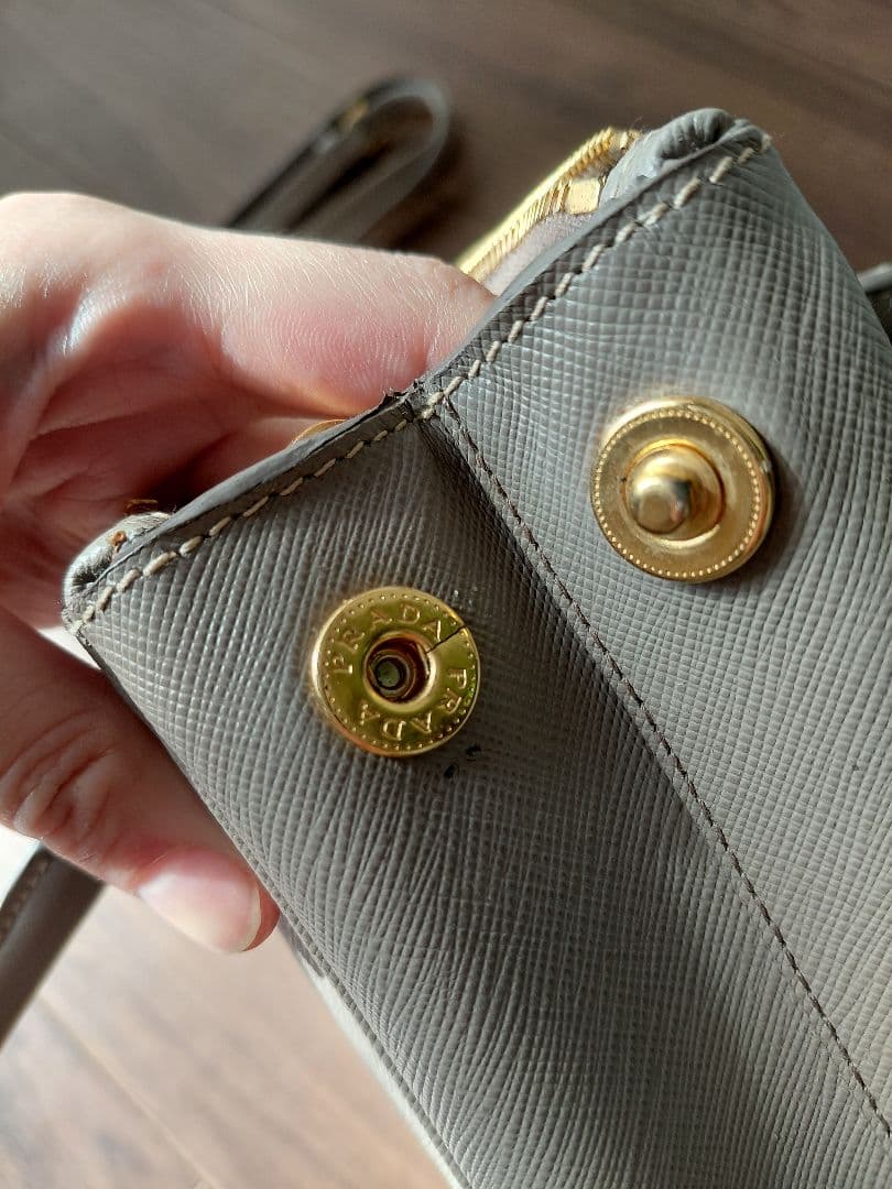 PRADA☆サフィアーノレザートート☆ミニバッグ☆ハンドバッグ☆グレー色☆