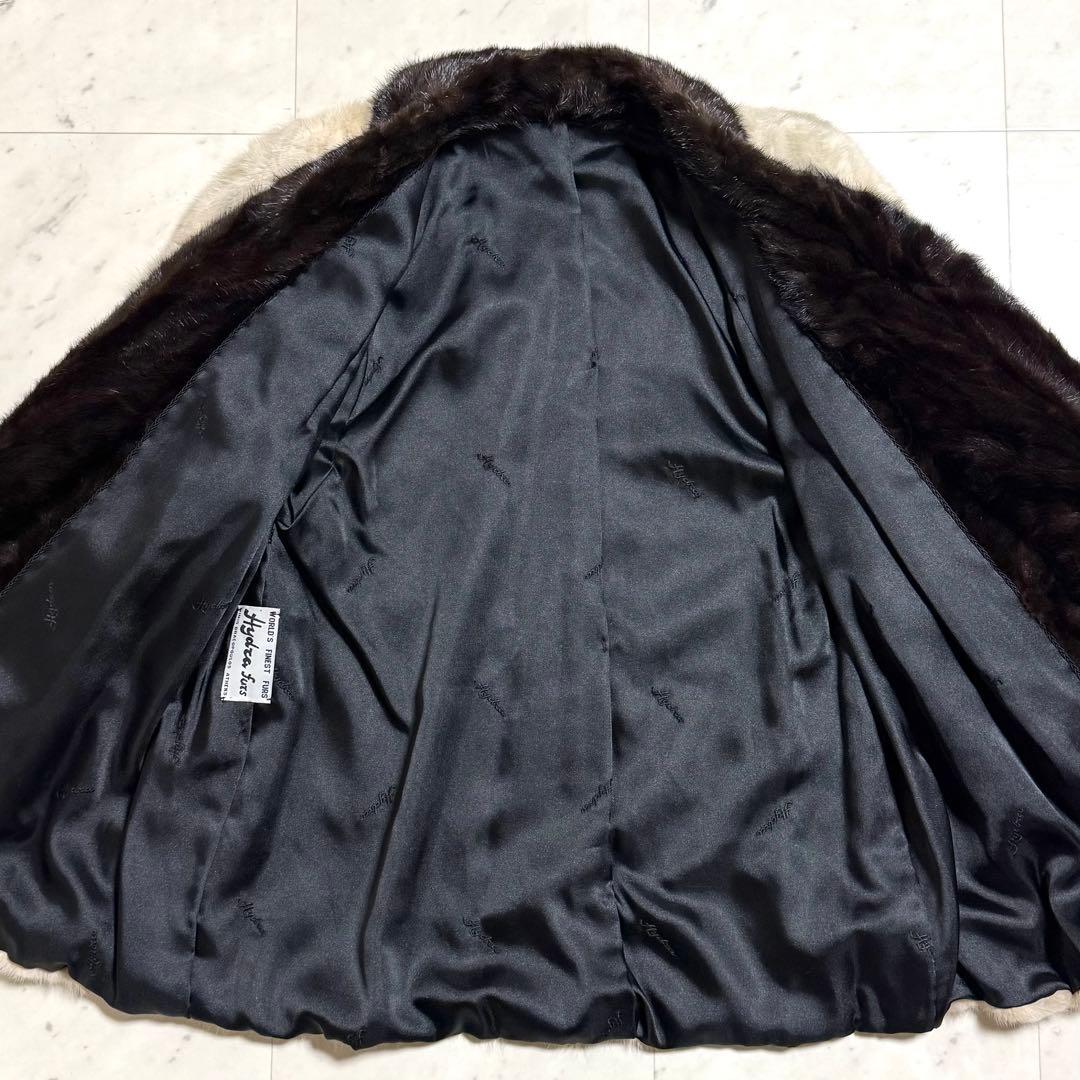 希少 美品 Hydra furs 毛皮コート ミンクファー バイカラー ビジュー