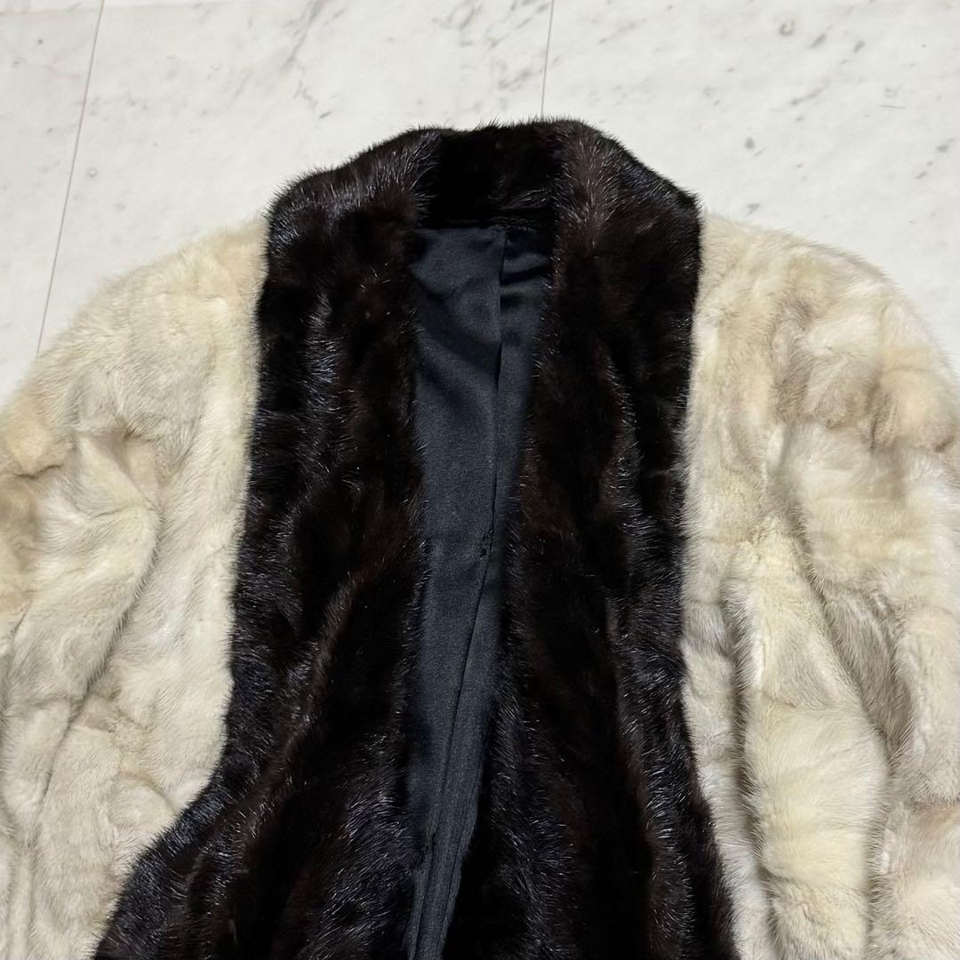 希少 美品 Hydra furs 毛皮コート ミンクファー バイカラー ビジュー