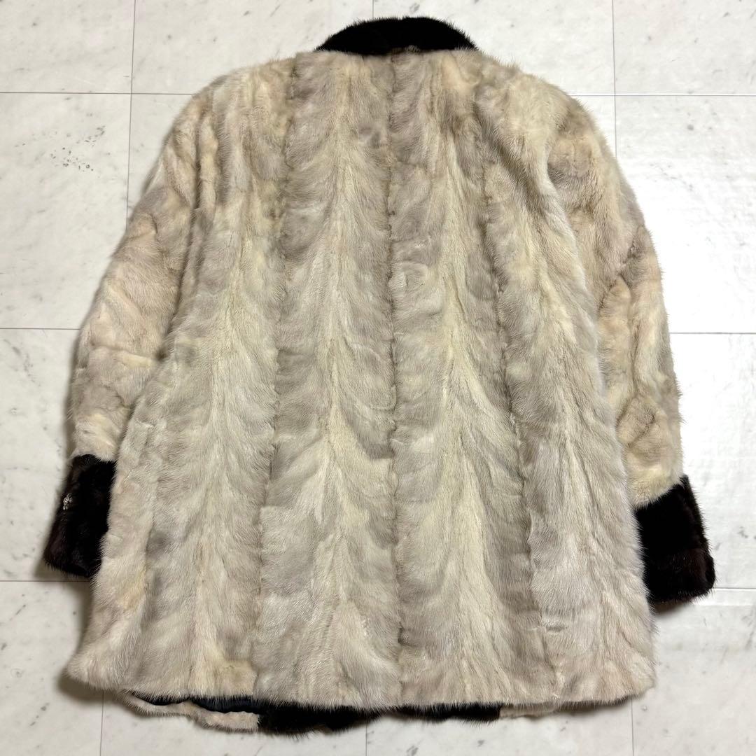 希少 美品 Hydra furs 毛皮コート ミンクファー バイカラー ビジュー