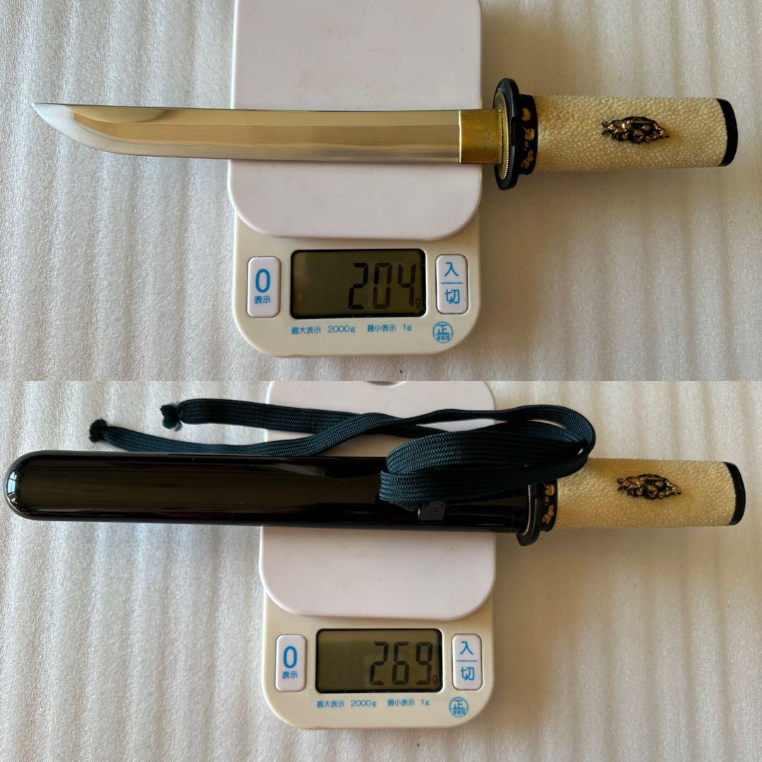 模造刀 黒鞘　鞘付き長さ33cm 鞘抜き重さ約204g 刀袋付き 短刀 武具