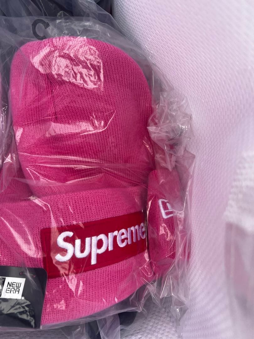 最安値　Supreme ピンク ニット帽　2025 ボックスロゴ　Beanie