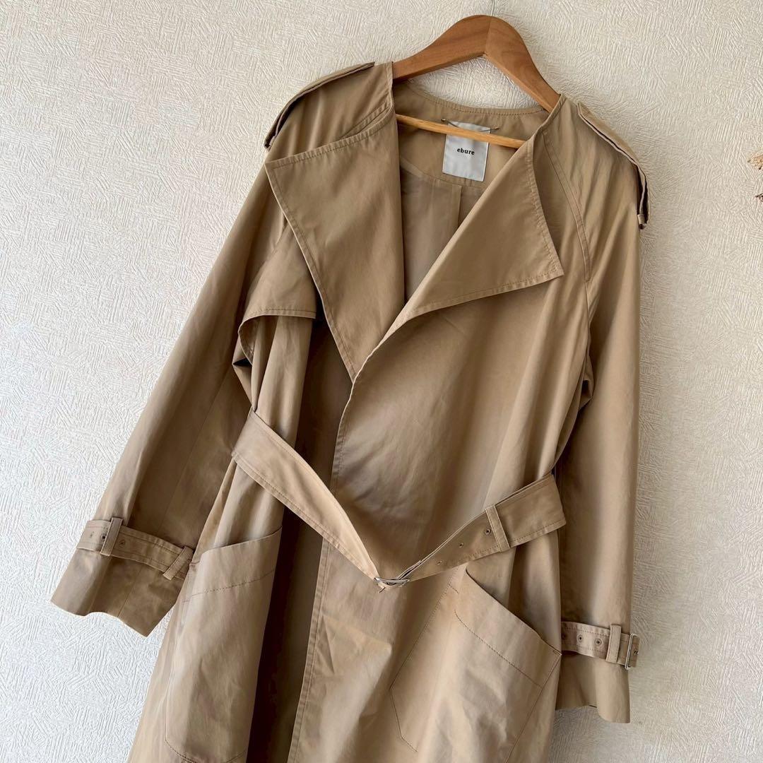 ebure ドレストレンチコート ベージュ ベルト付き ロング丈