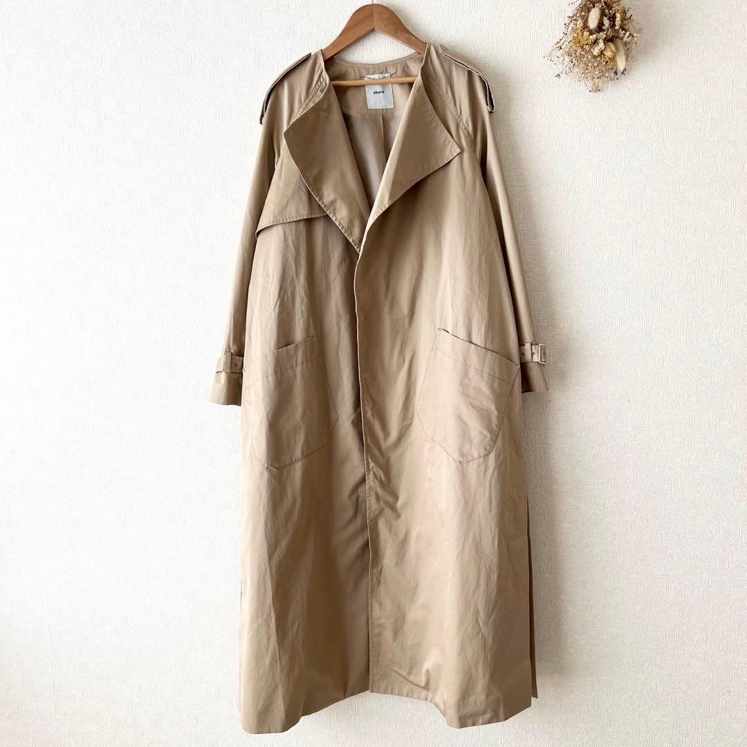 ebure ドレストレンチコート ベージュ ベルト付き ロング丈
