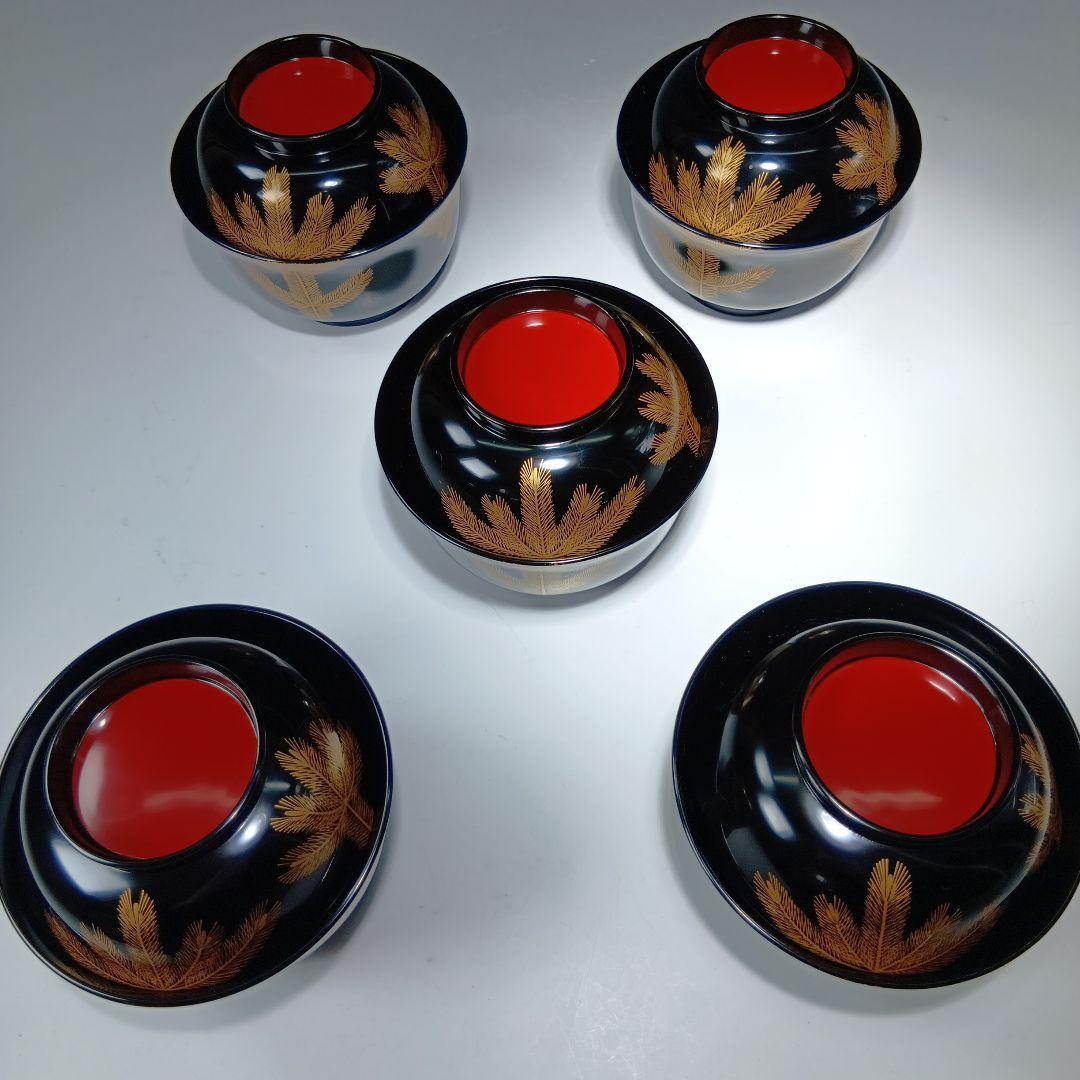 最終値下げ輪島塗　吸物椀5客　在銘(喜平)作　共箱　 美品