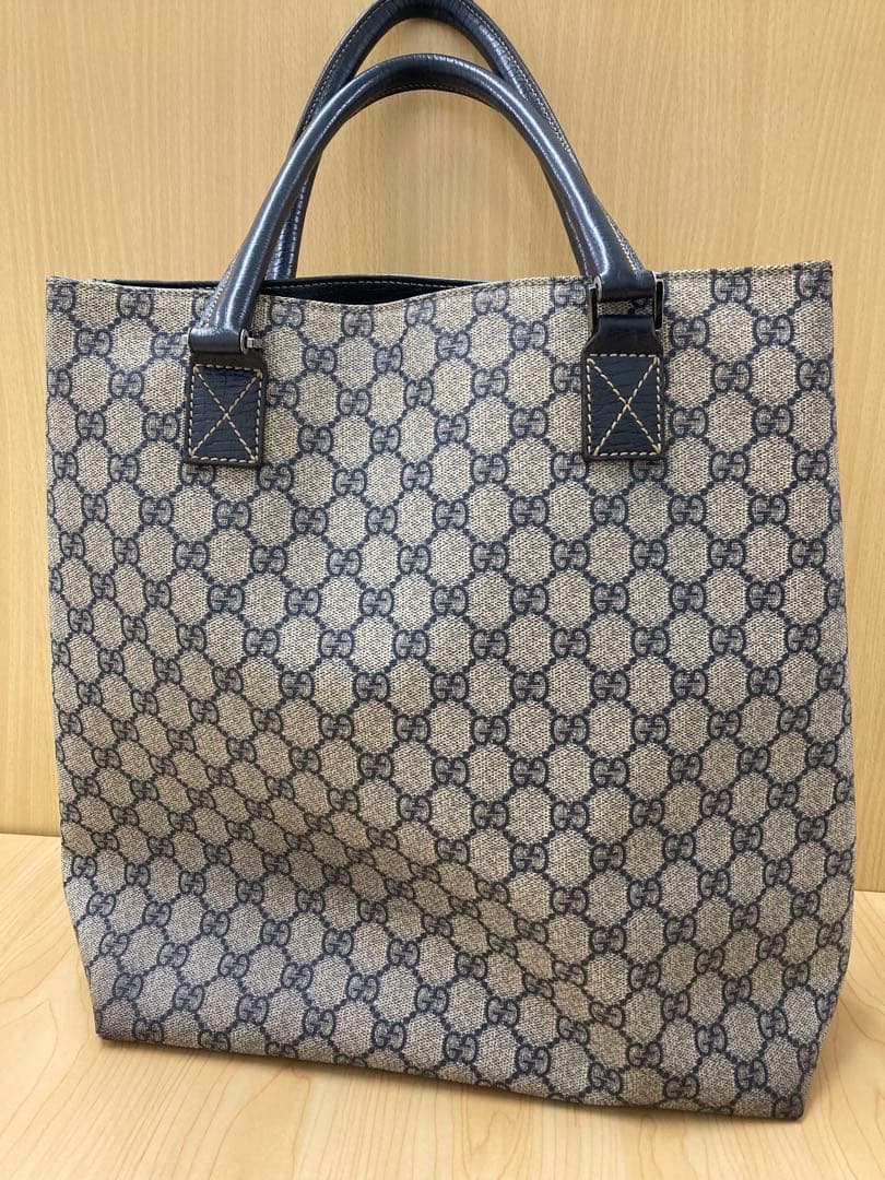 GUCCI GGパターン トートバッグ ベージュ/ネイビー
