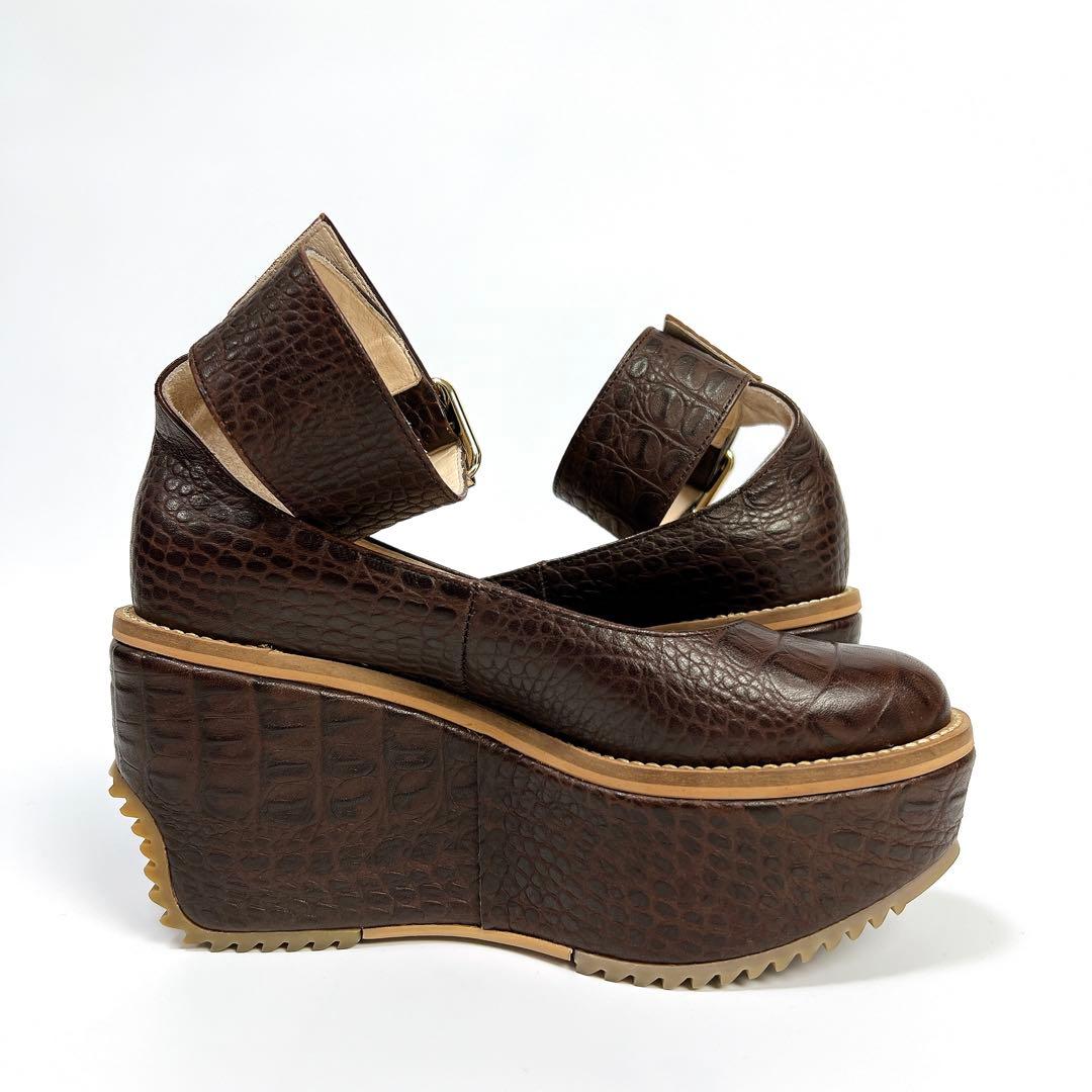 《美品》ヴィヴィアンウエストウッド 厚底ベルトパンプス クロコ ブラウン 36