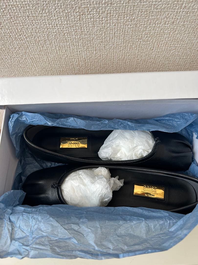 GRISE レザースクエアプリーツフラット24.5cm＊ゆかり