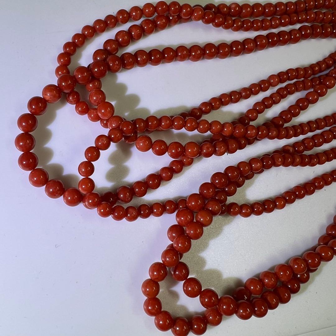 14K 刻印　本血赤珊瑚大玉　ネックレス　63.5g 東K8-0206☆2F