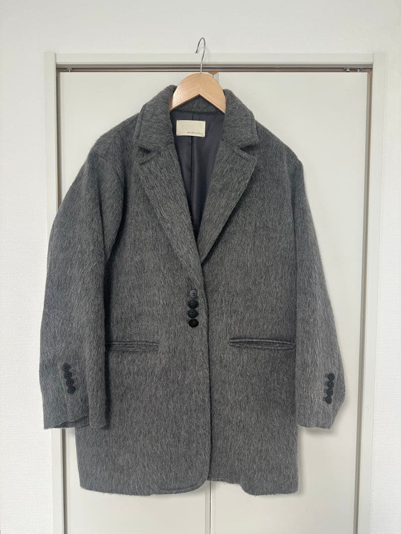 aere シャギージャケットコート グレー　38