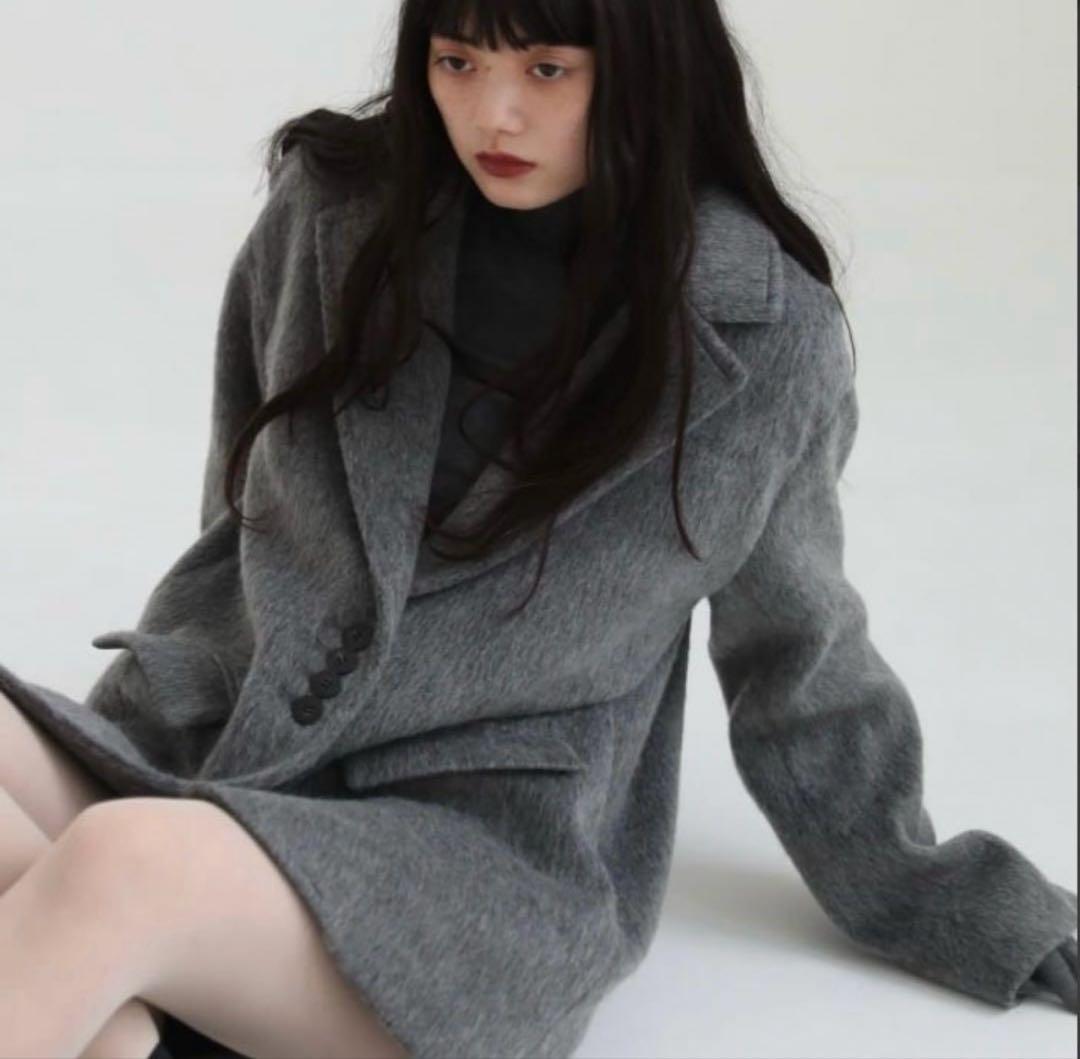 aere シャギージャケットコート グレー　38