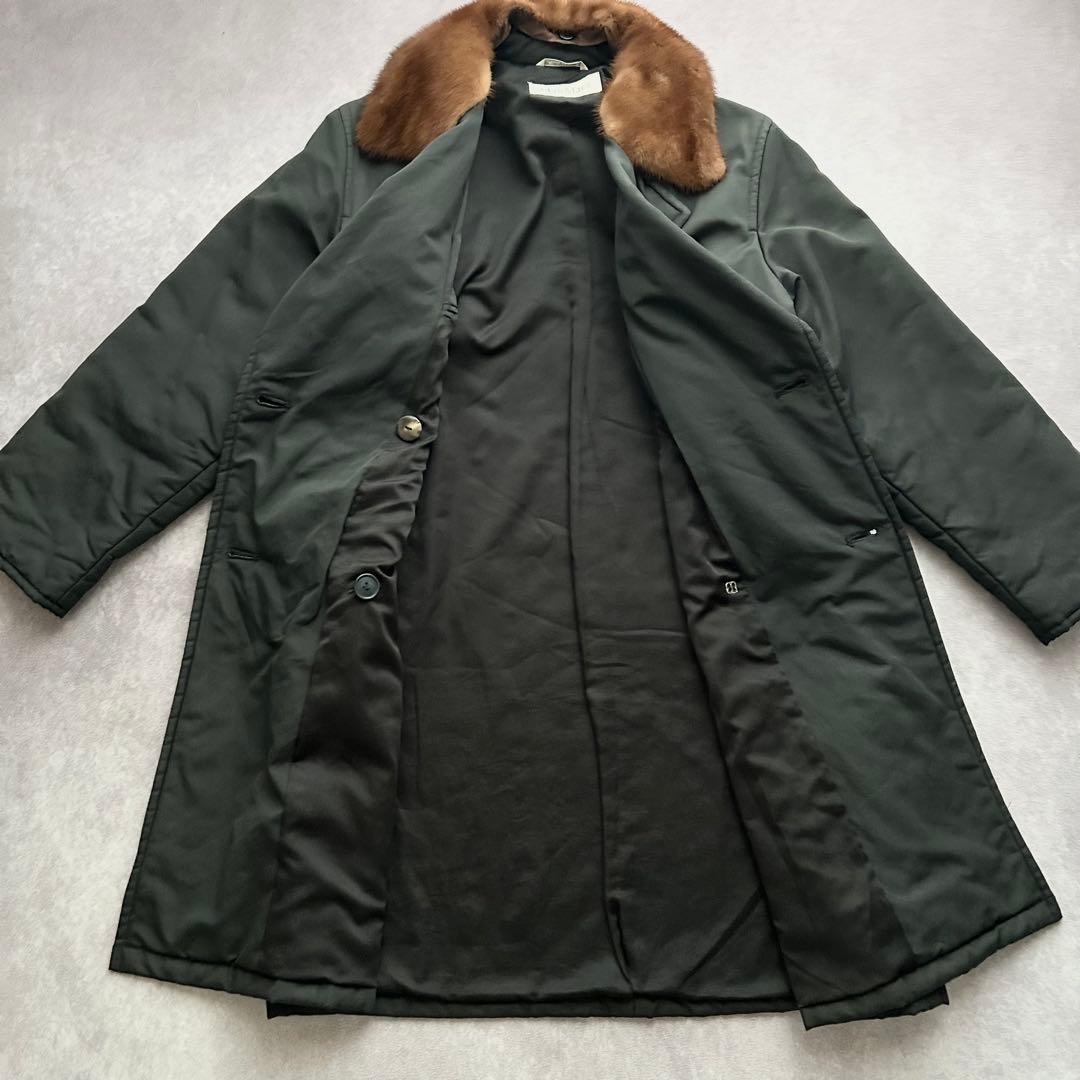 マックスマーラ ミンクファーダブルブレストトレンチコート 白タグ 中綿 黒 S