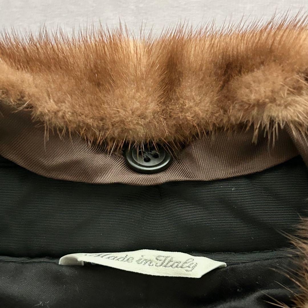 マックスマーラ ミンクファーダブルブレストトレンチコート 白タグ 中綿 黒 S