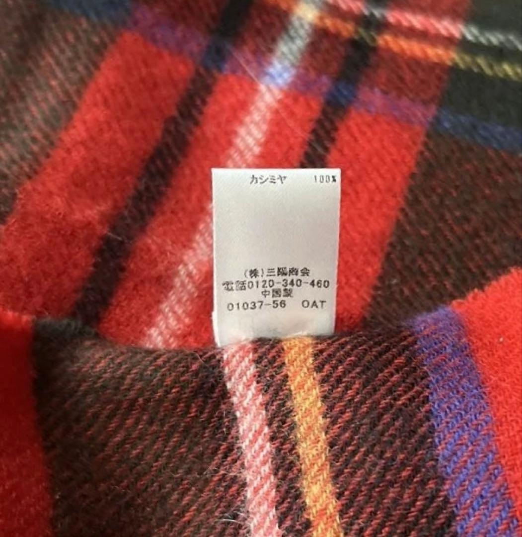 MACKINTOSH LONDON カシミヤマフラー　チェック柄　レッド