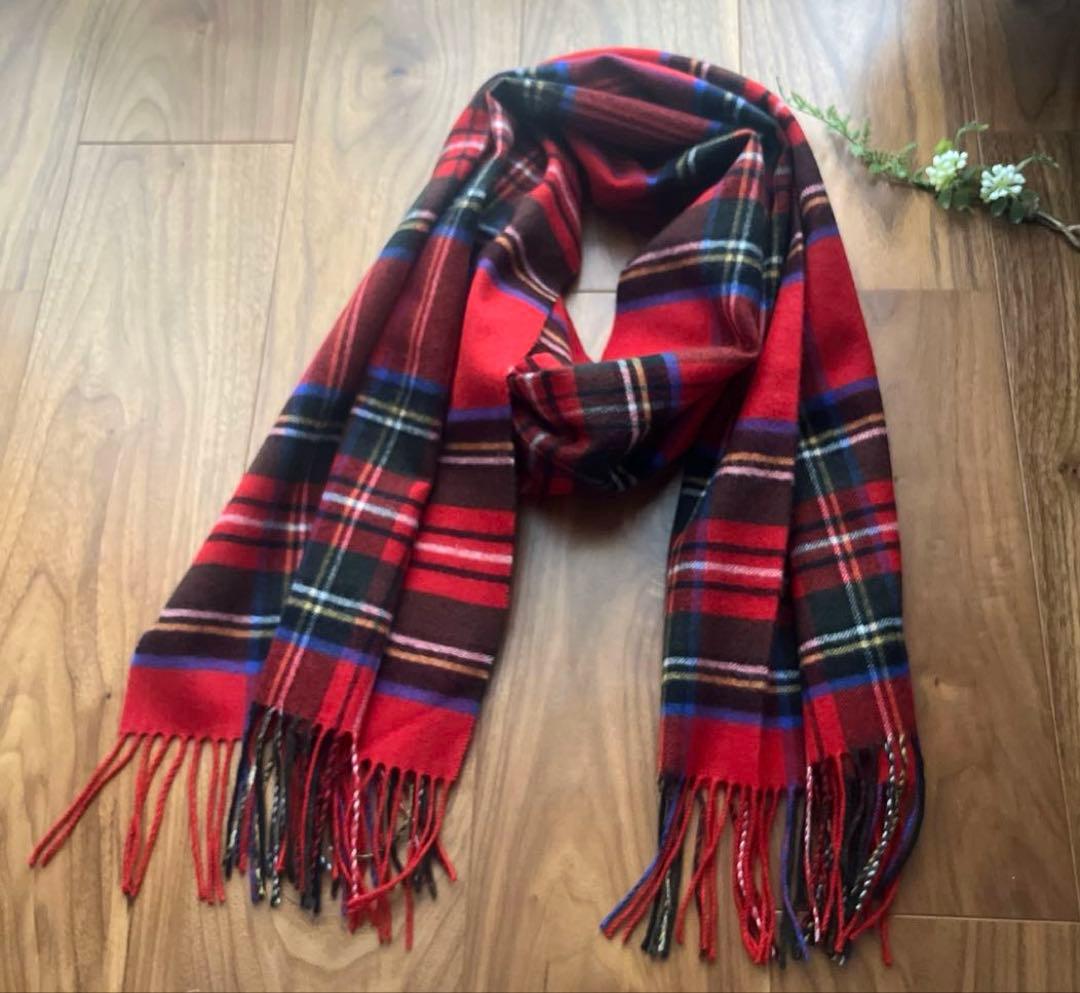 MACKINTOSH LONDON カシミヤマフラー　チェック柄　レッド