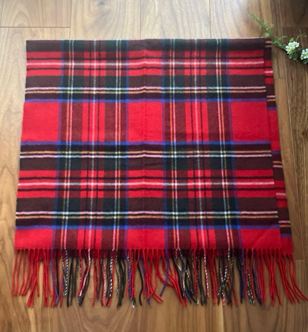 MACKINTOSH LONDON カシミヤマフラー　チェック柄　レッド