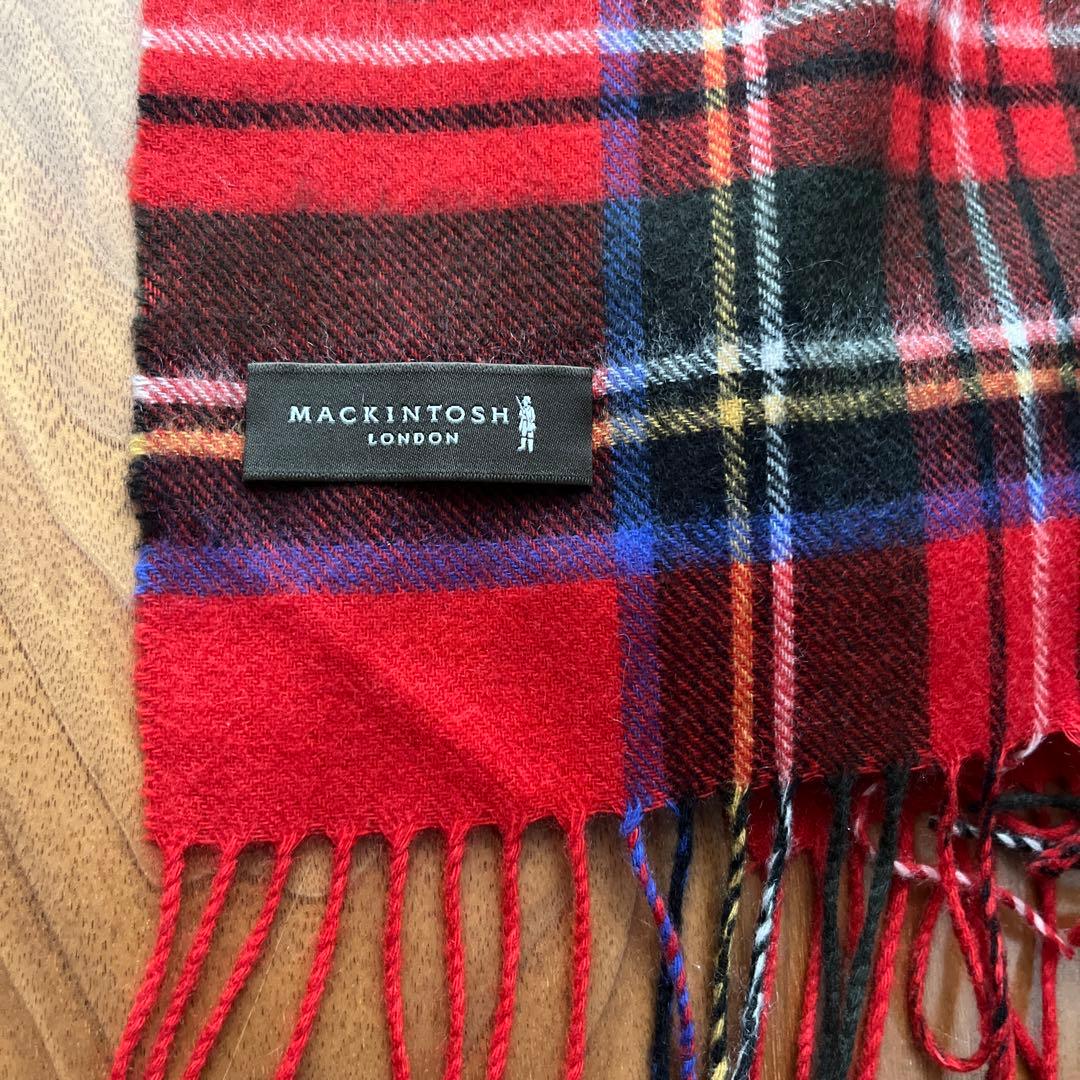 MACKINTOSH LONDON カシミヤマフラー　チェック柄　レッド