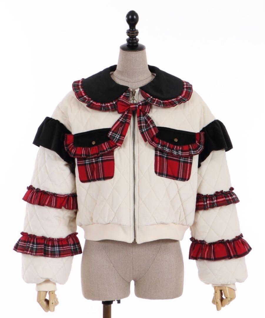 axes femme kawaii フリルキルティングブルゾン